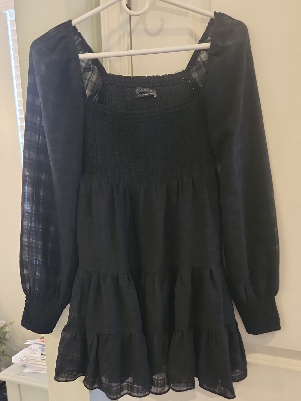 Urban Outfitters River Smocked Long Sleeve Mini Dress